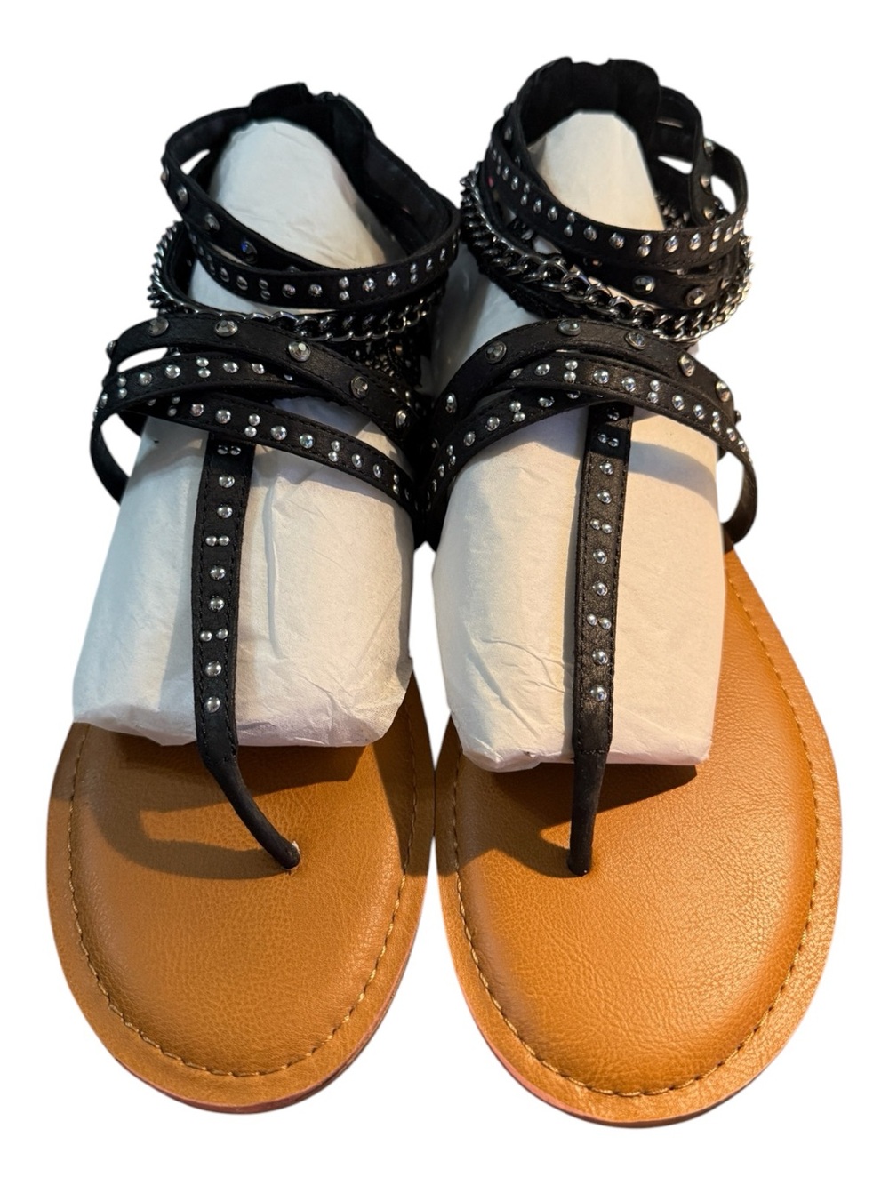 Not Rated Black Rhinestone Chain Gladiator Sandals Women’s Size 11 NWOB